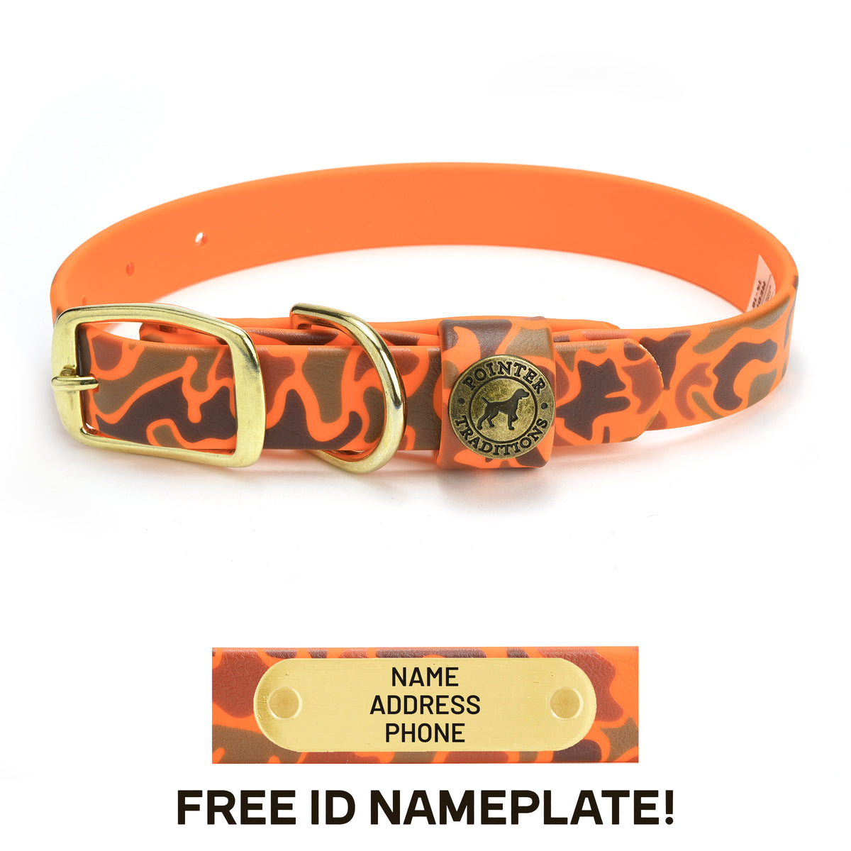 Pointer Traditions | Sporting Dog Collar - Vintage Blaze Orange Camo