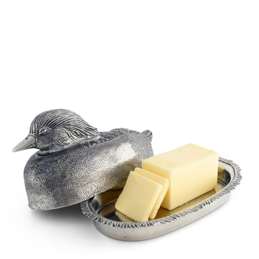 Pewter Mallard Duck Butter Dish