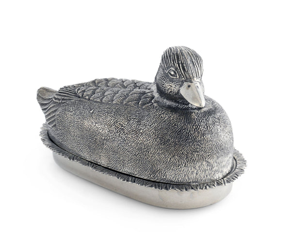 Pewter Mallard Duck Butter Dish