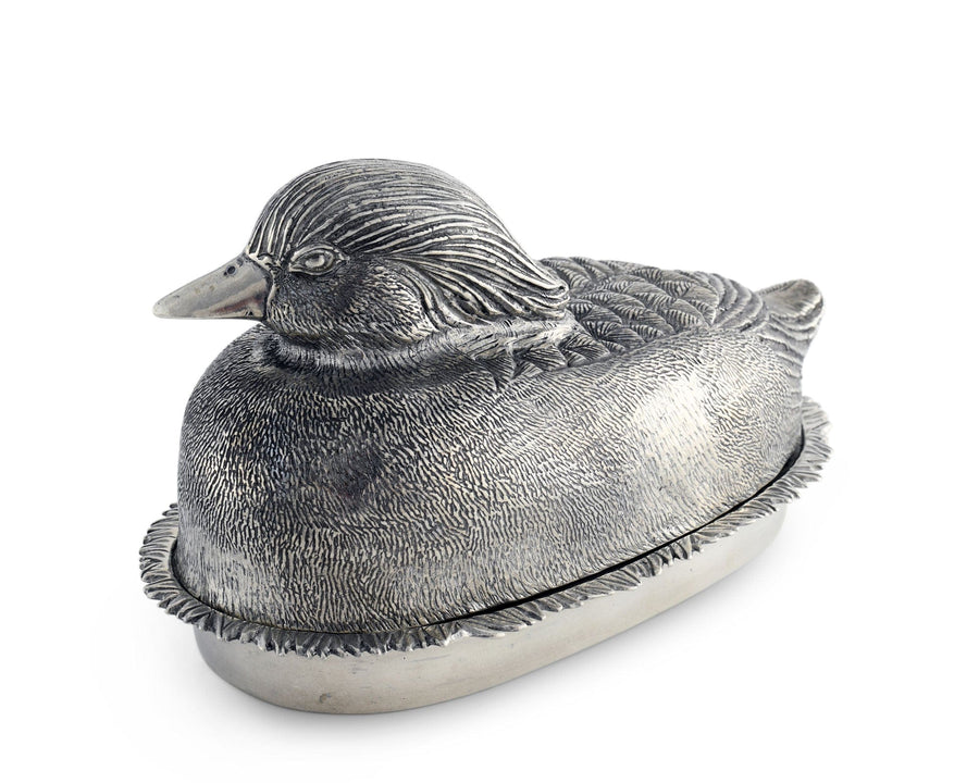 Pewter Mallard Duck Butter Dish