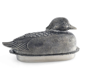 Pewter Mallard Duck Butter Dish